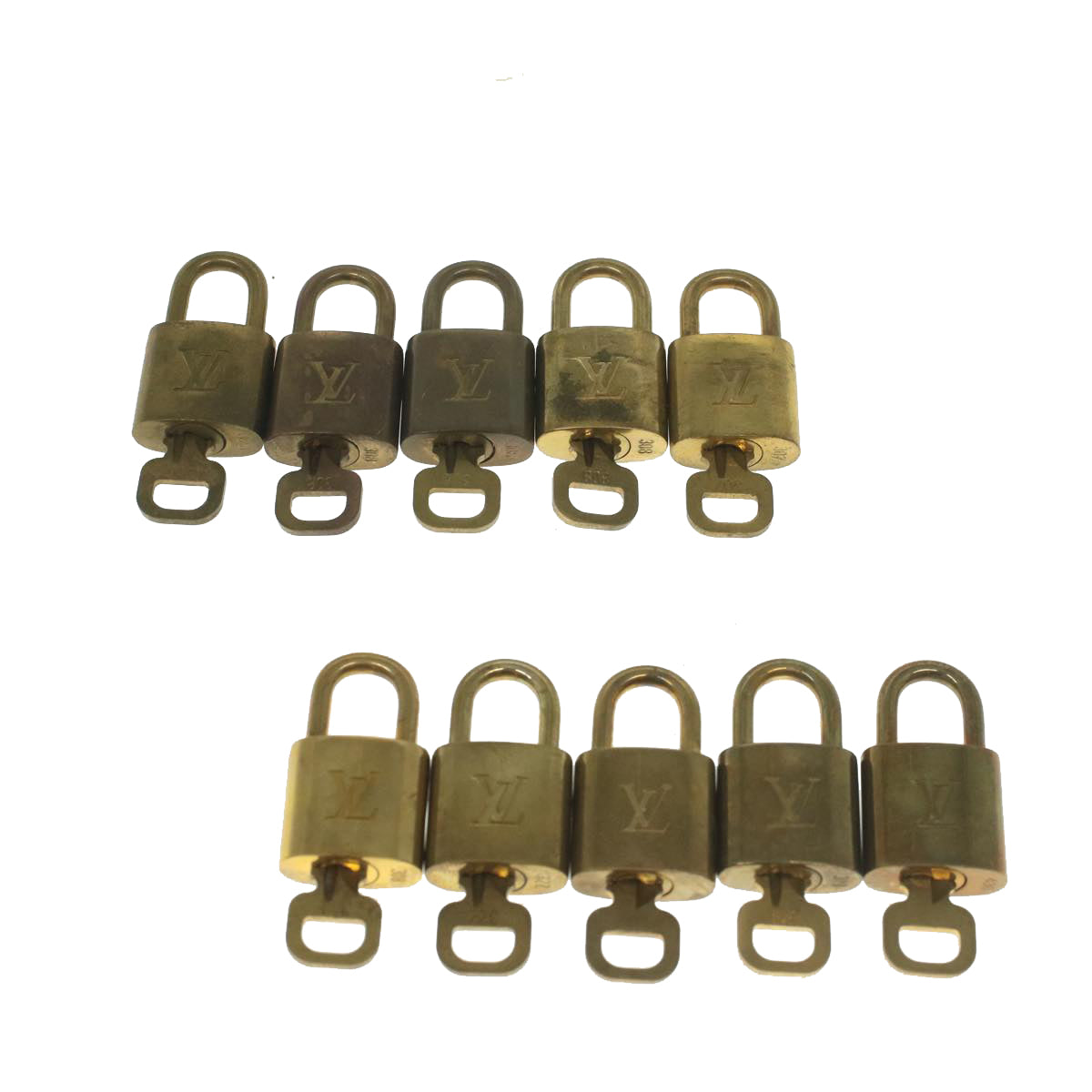 LOUIS VUITTON Padlock 10set Gold Tone LV Auth ep1996