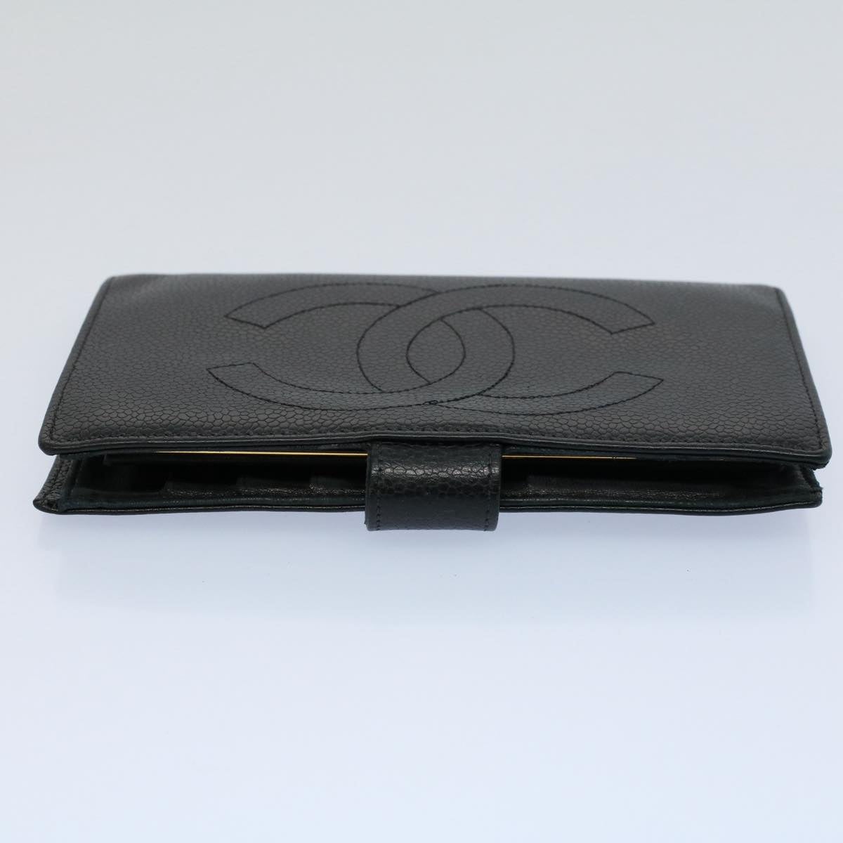 CHANEL Wallet Caviar Skin Black CC Auth ep2037