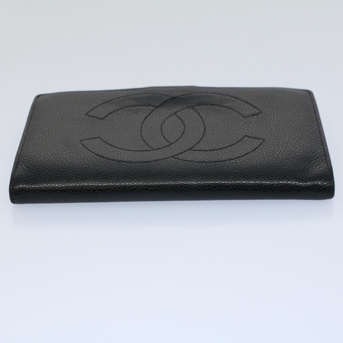 CHANEL Wallet Caviar Skin Black CC Auth ep2037