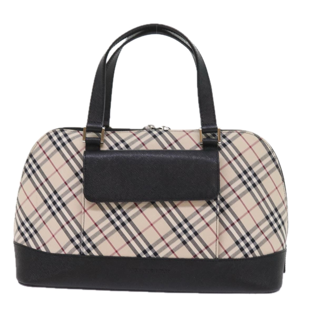 BURBERRY Nova Check Hand Bag Nylon Canvas Beige Auth ep2098