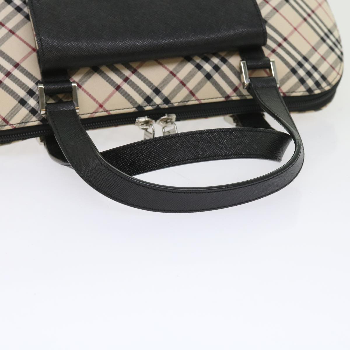 BURBERRY Nova Check Hand Bag Nylon Canvas Beige Auth ep2098