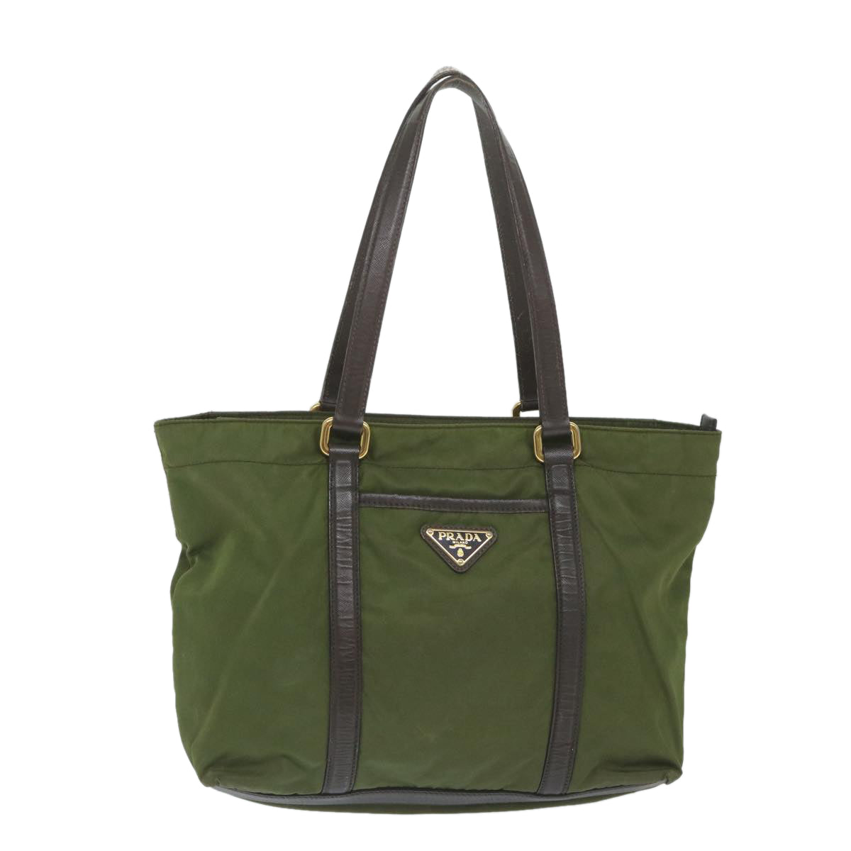 PRADA Tote Bag Nylon Khaki Auth ep2113