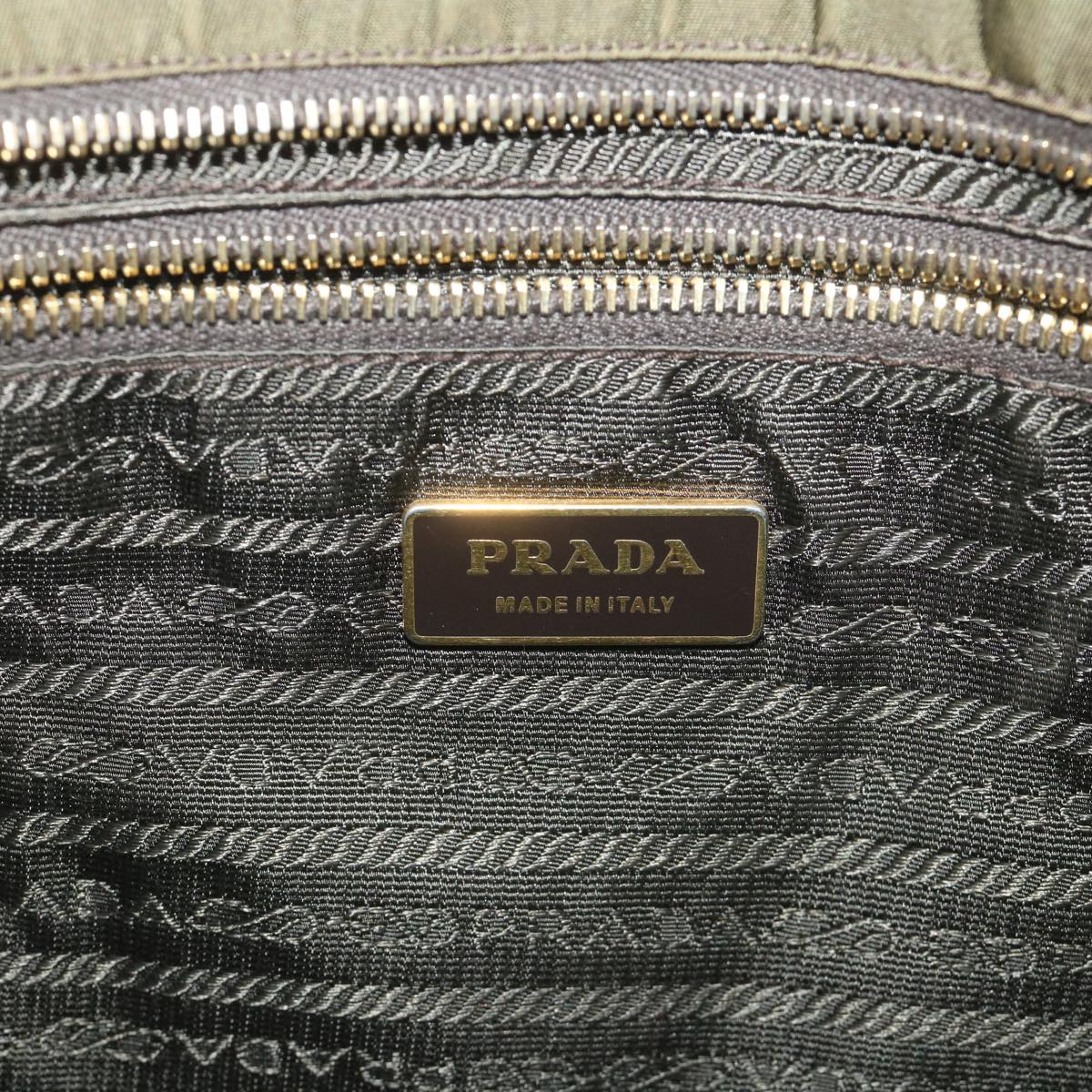 PRADA Tote Bag Nylon Khaki Auth ep2113