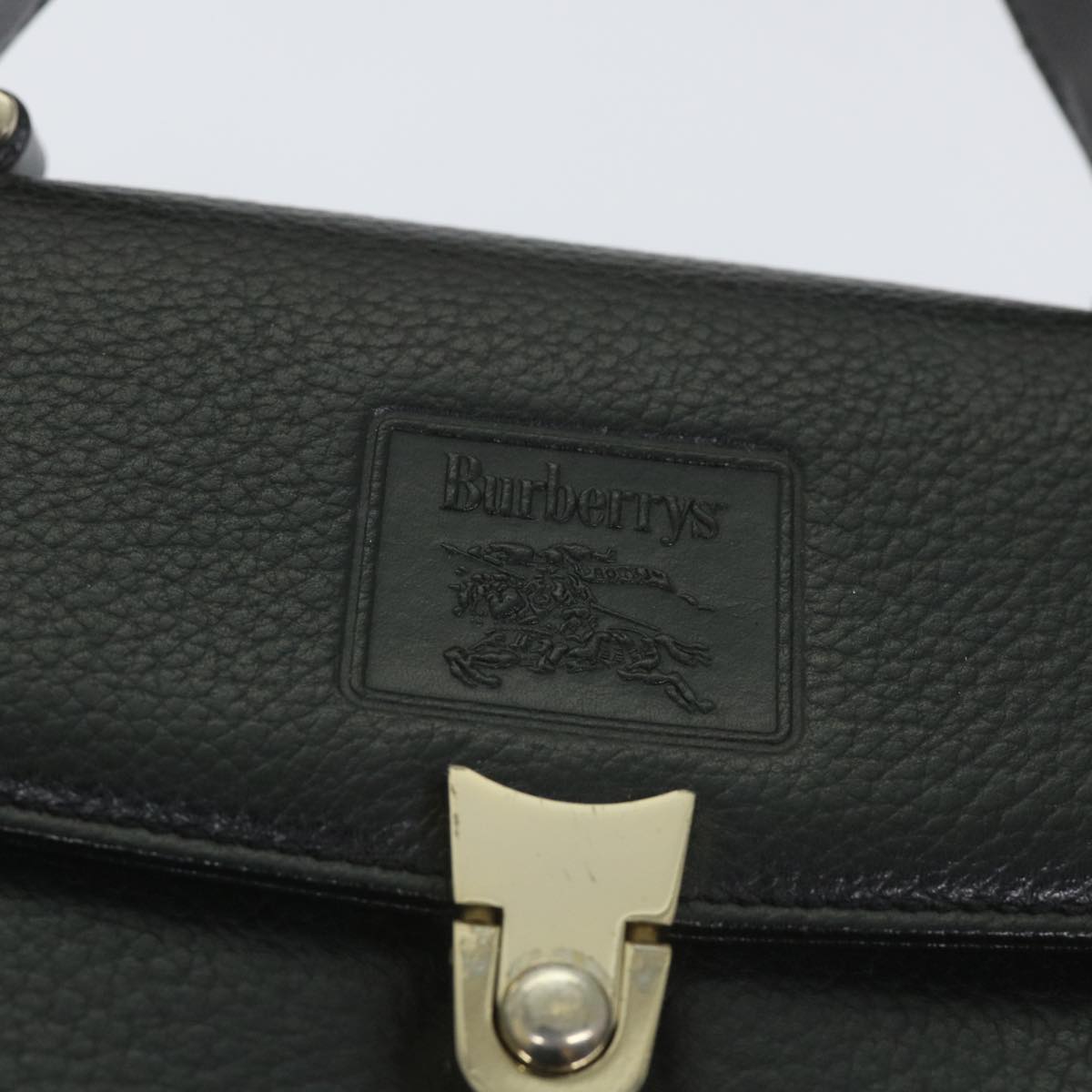 Burberrys Hand Bag Leather Black Auth ep2130