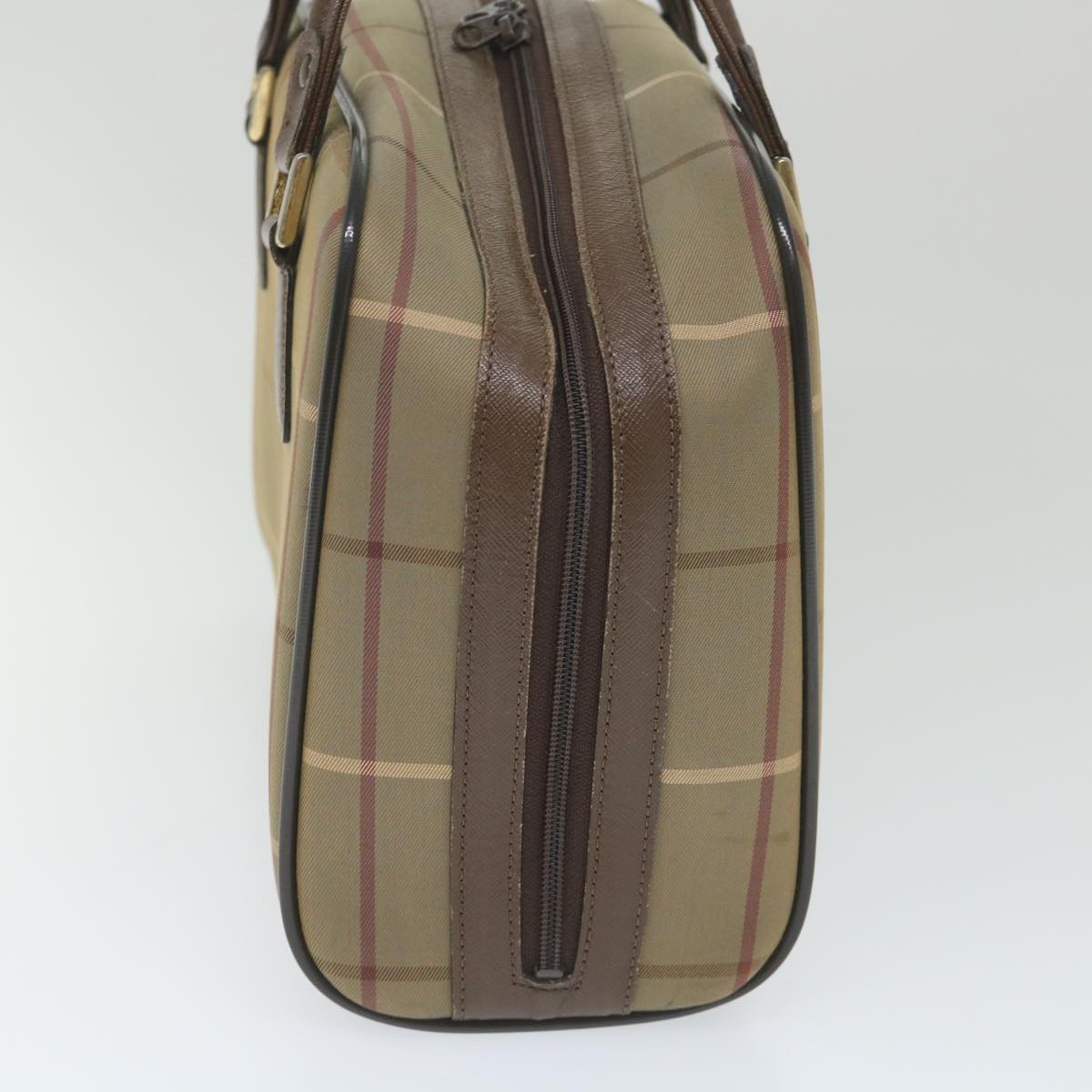 Burberrys Nova Check Boston Bag Nylon Canvas Brown Auth ep2180