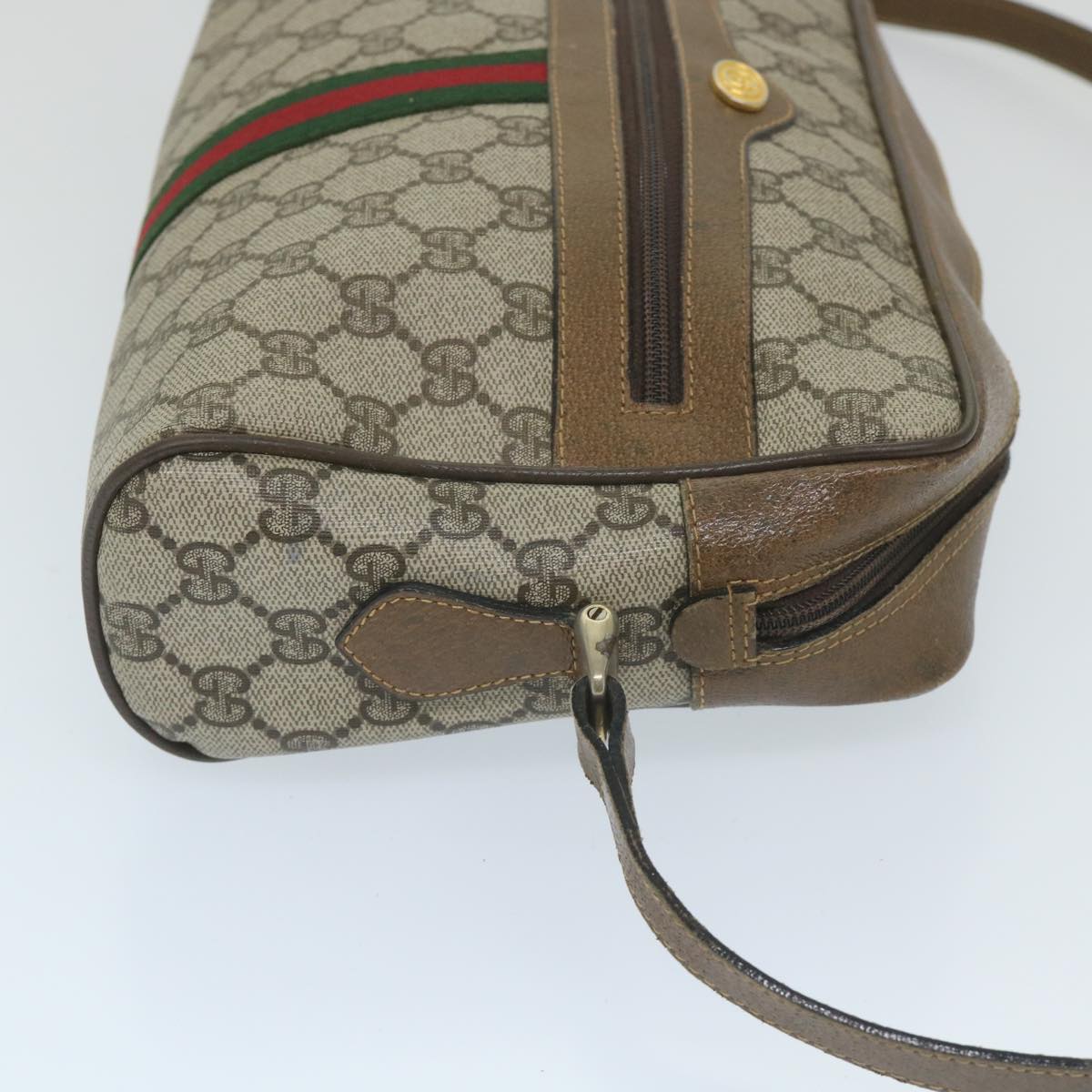 GUCCI GG Supreme Web Sherry Line Shoulder Bag Beige Red 001 4071 5 Auth ep2202