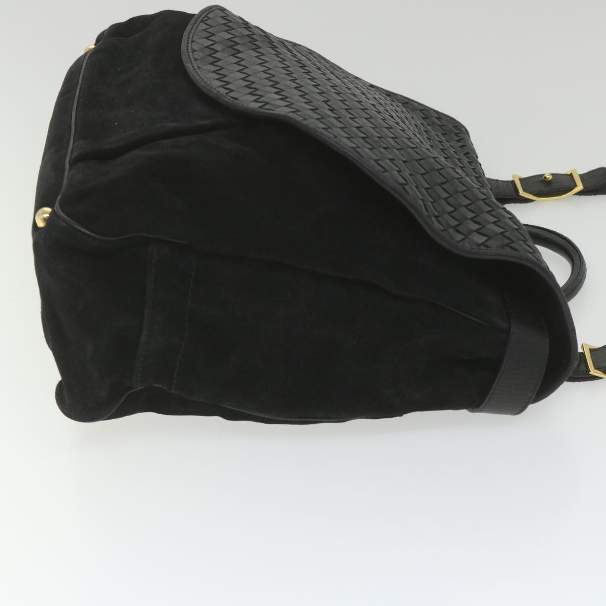 BOTTEGAVENETA Shoulder Bag Suede Leather Black Auth ep2233