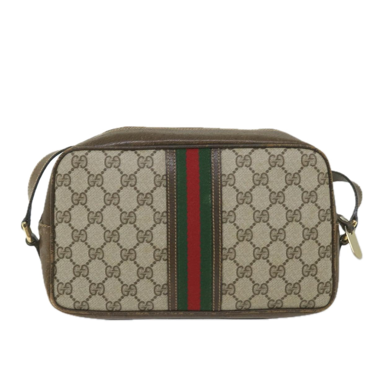 GUCCI GG Supreme Web Sherry Line Shoulder Bag Red Beige Green Auth ep2271