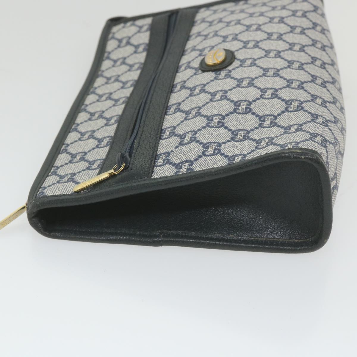 GUCCI GG Plus Supreme Clutch Bag PVC Leather Navy Auth ep2272