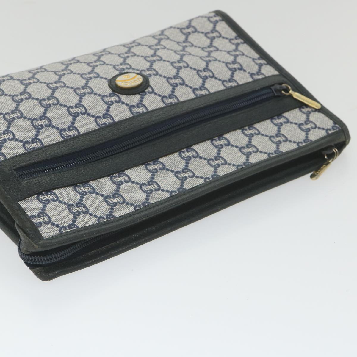 GUCCI GG Plus Supreme Clutch Bag PVC Leather Navy Auth ep2272