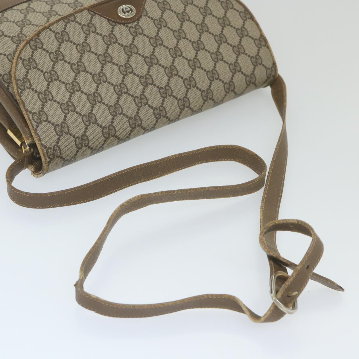 GUCCI GG Supreme Shoulder Bag PVC Leather Beige 116 02 067 Auth ep2394