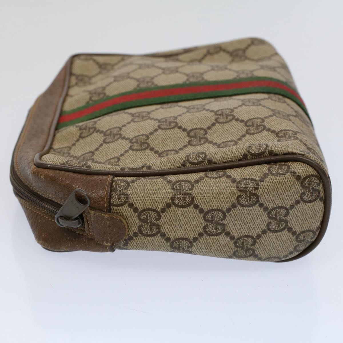 GUCCI GG Supreme Web Sherry Line Clutch Bag Beige Red 89 01 012 Auth ep2429