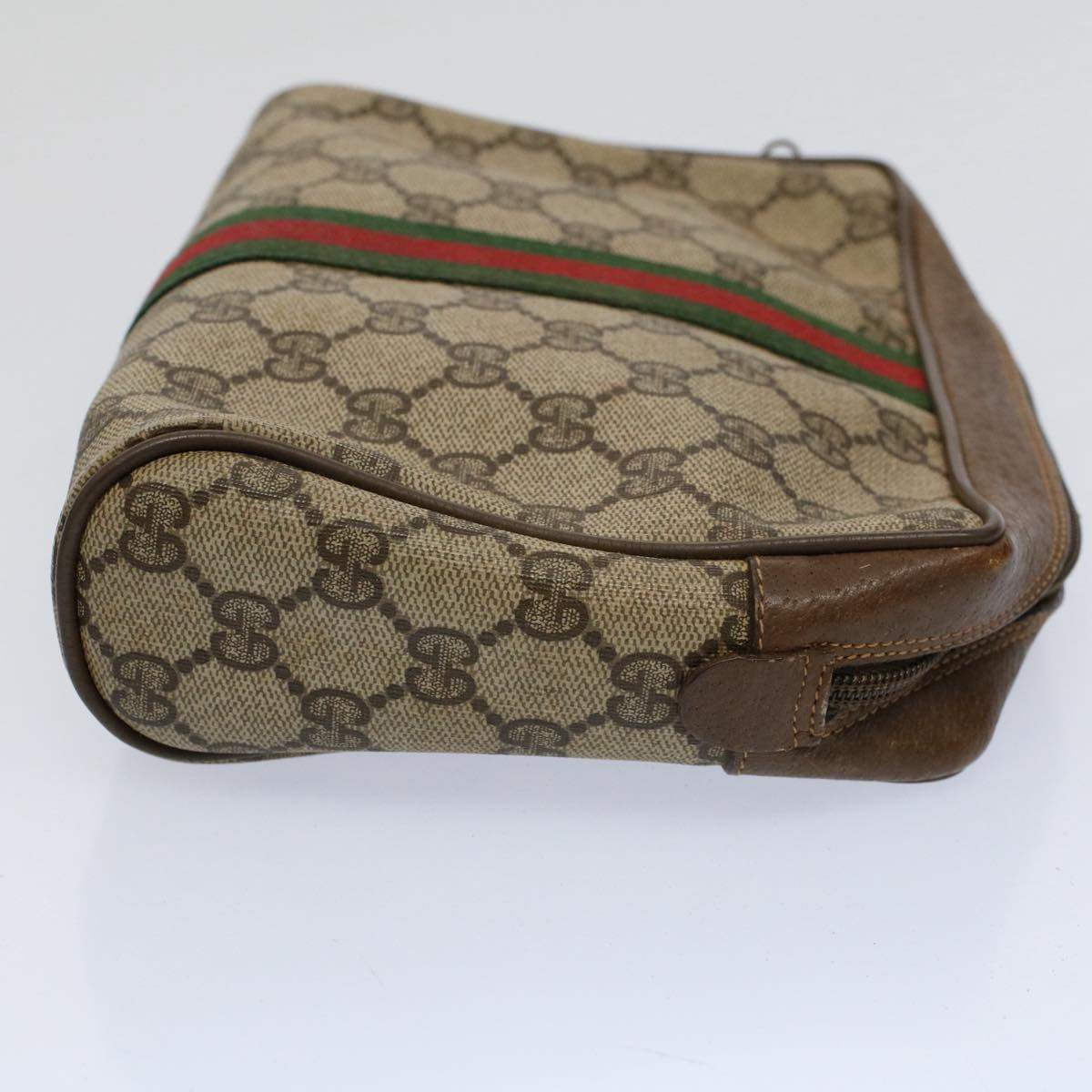 GUCCI GG Supreme Web Sherry Line Clutch Bag Beige Red 89 01 012 Auth ep2429