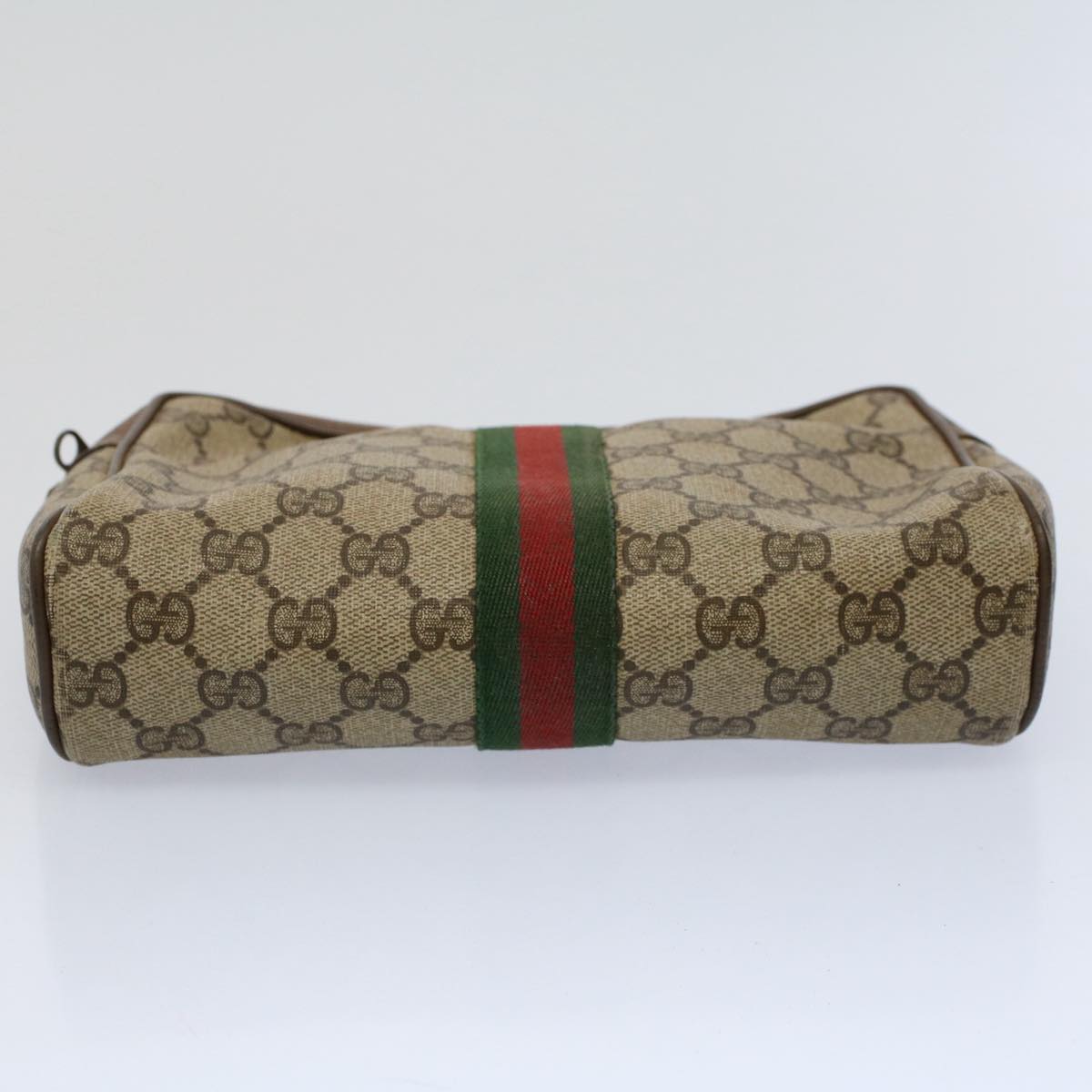 GUCCI GG Supreme Web Sherry Line Clutch Bag Beige Red 89 01 012 Auth ep2429