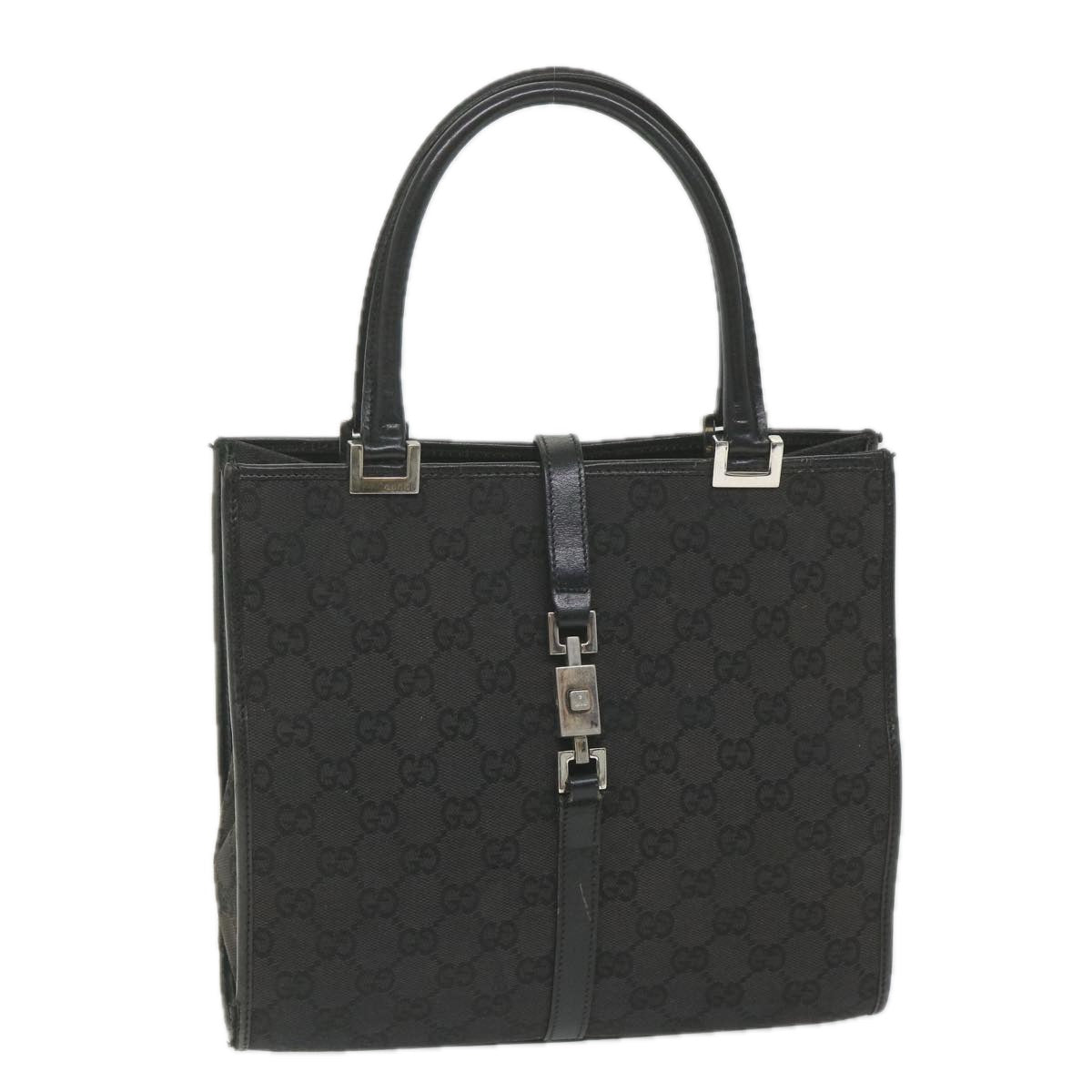 GUCCI GG Canvas Jackie Hand Bag Black 002 1065 Auth ep2440