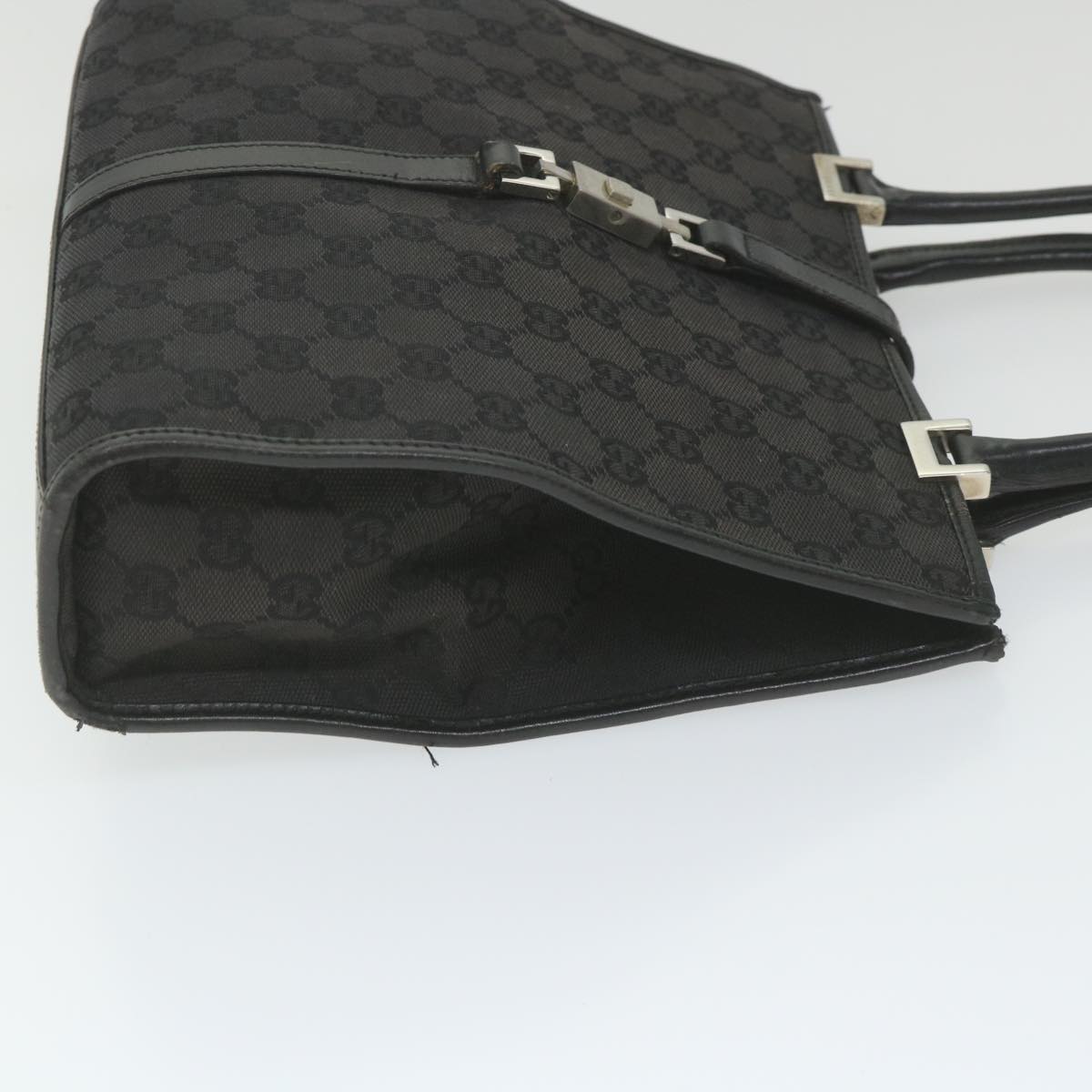 GUCCI GG Canvas Jackie Hand Bag Black 002 1065 Auth ep2440