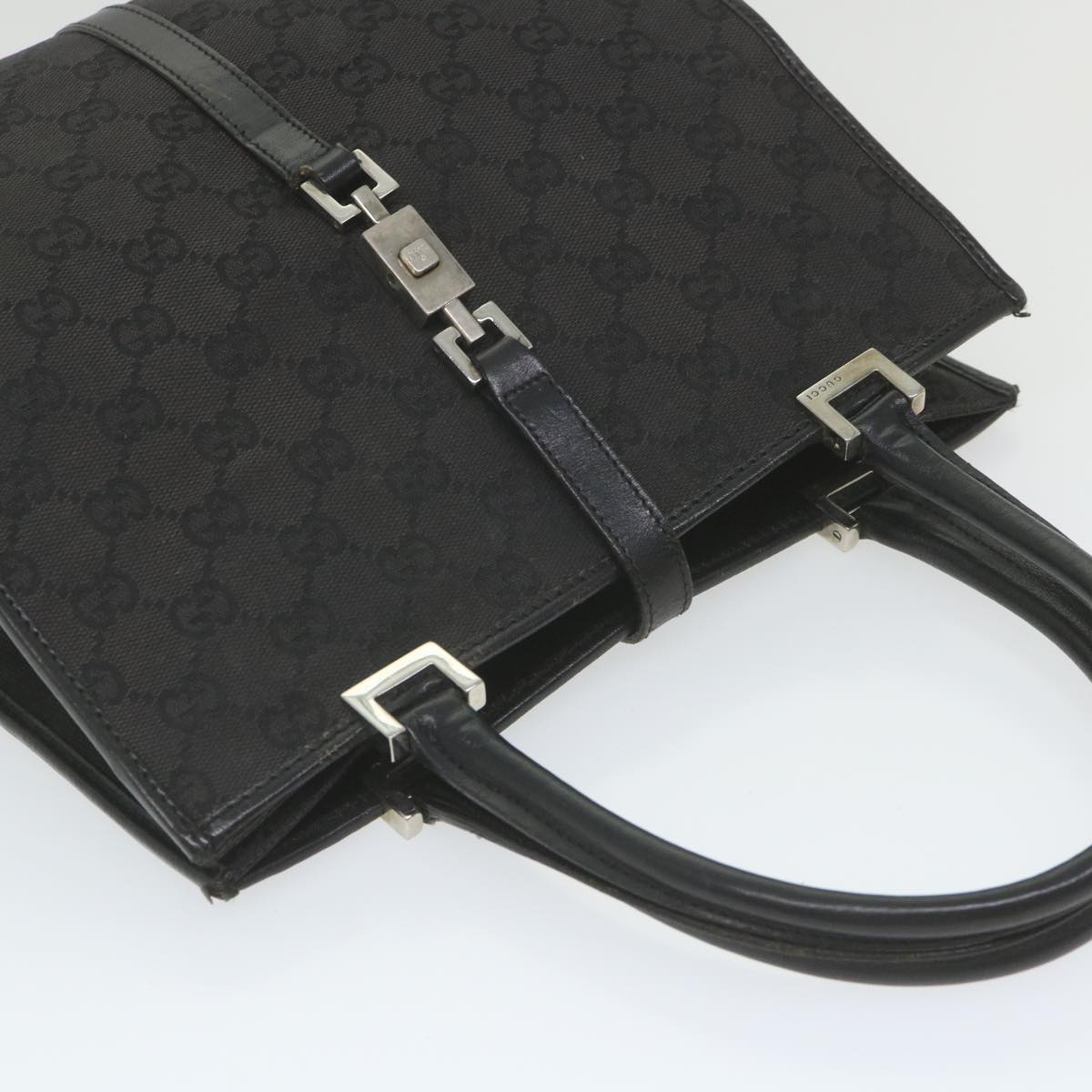 GUCCI GG Canvas Jackie Hand Bag Black 002 1065 Auth ep2440