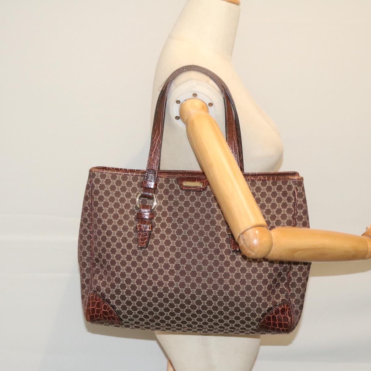 CELINE Macadam Canvas Tote Bag Brown Auth ep2511