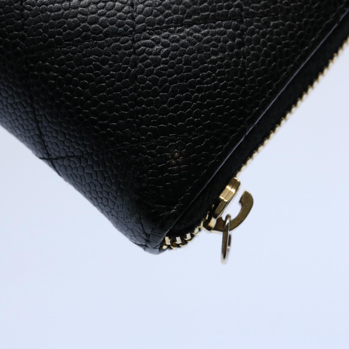 CHANEL Matelasse Long Wallet Caviar Skin Black CC Auth ep2517