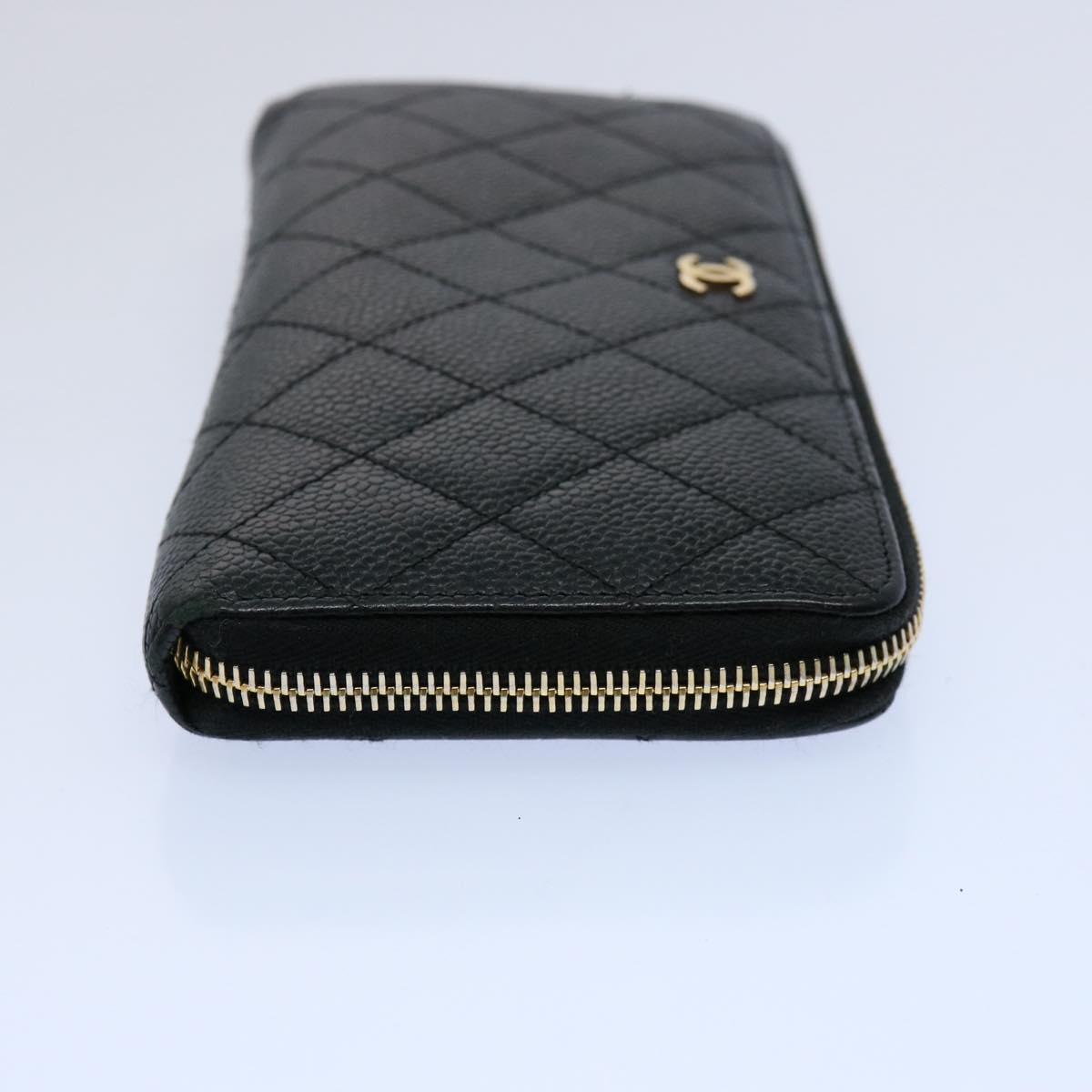 CHANEL Matelasse Long Wallet Caviar Skin Black CC Auth ep2517