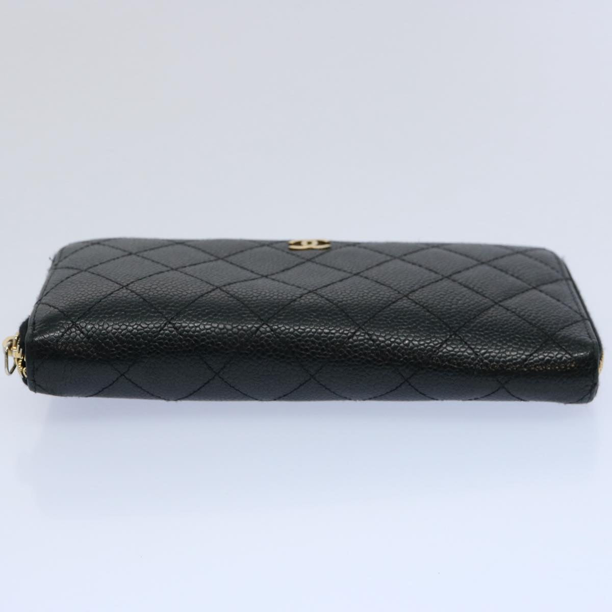 CHANEL Matelasse Long Wallet Caviar Skin Black CC Auth ep2517