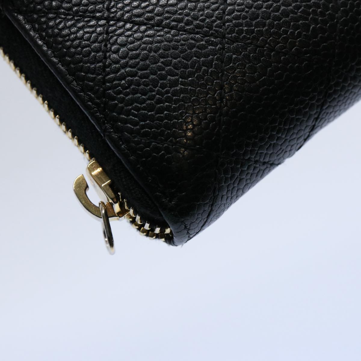 CHANEL Matelasse Long Wallet Caviar Skin Black CC Auth ep2517