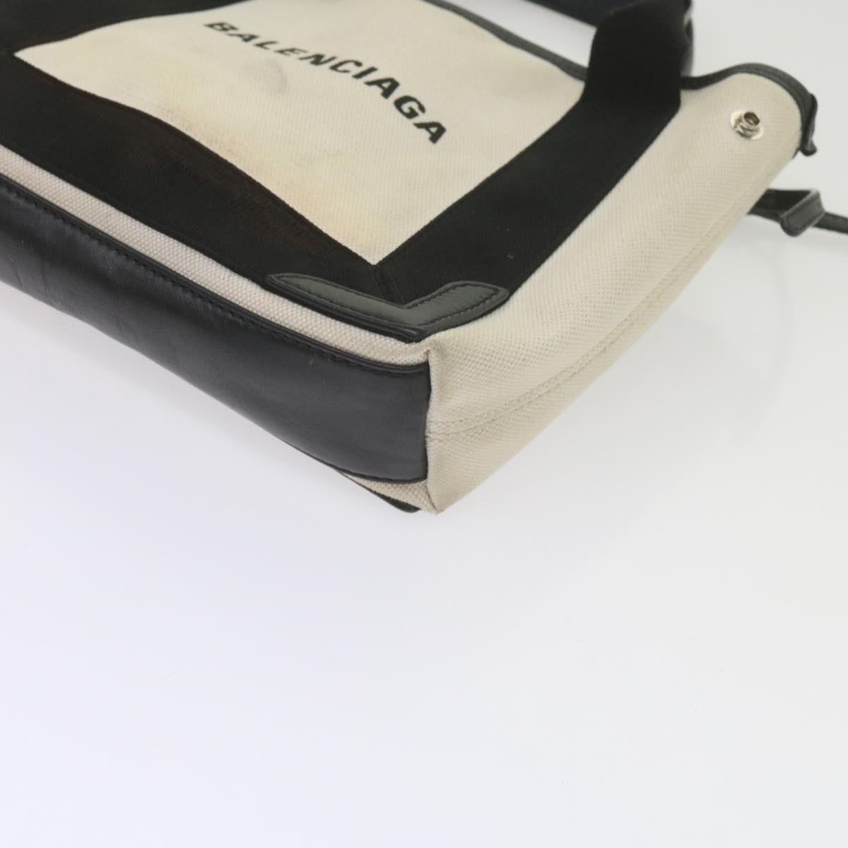 BALENCIAGA Hand Bag Canvas Black White 390346 Auth ep2535