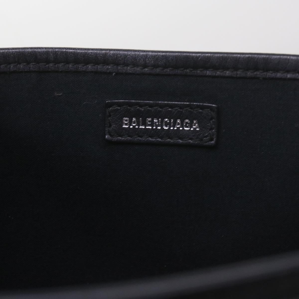 BALENCIAGA Hand Bag Canvas Black White 390346 Auth ep2535