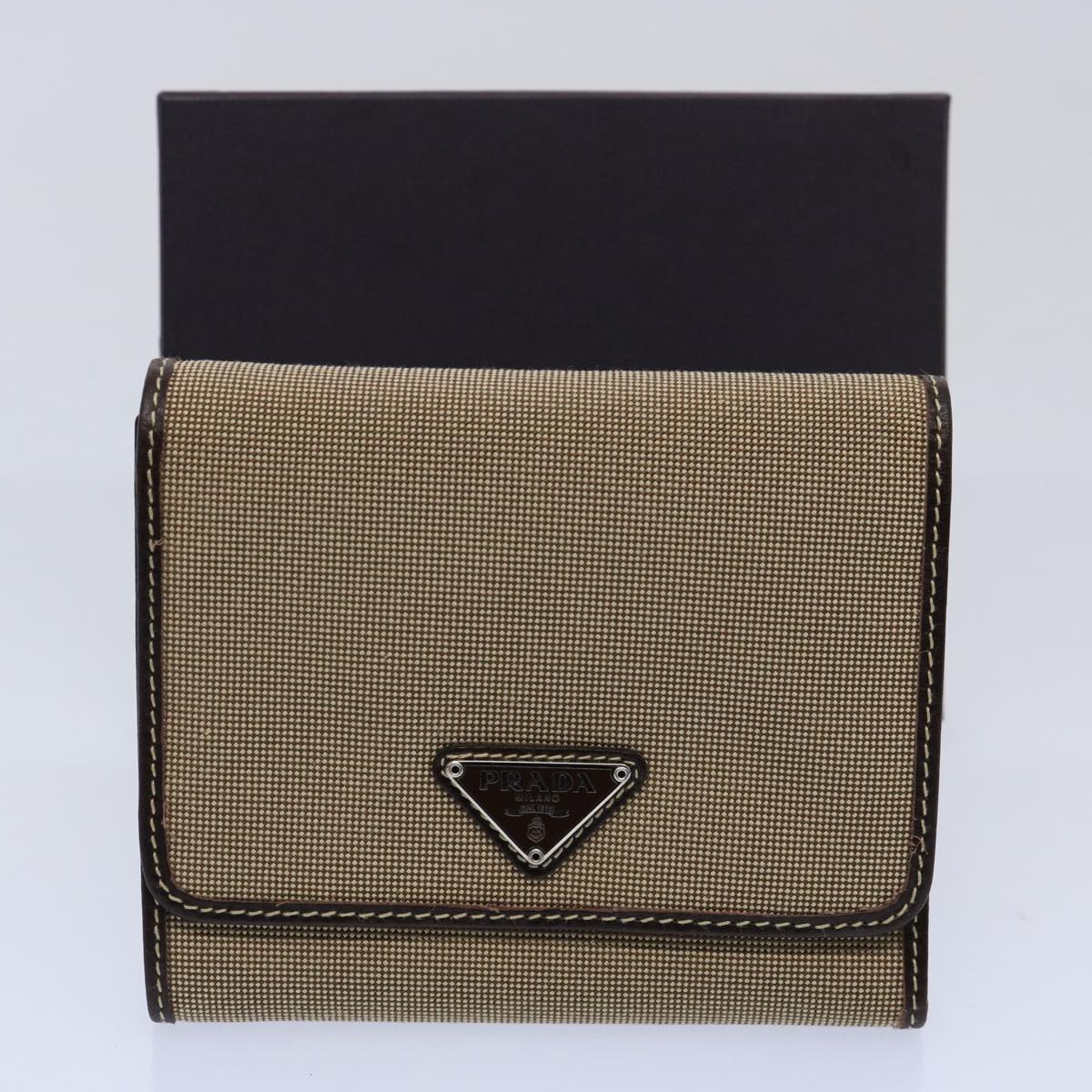 PRADA Wallet Canvas Beige Auth ep2556