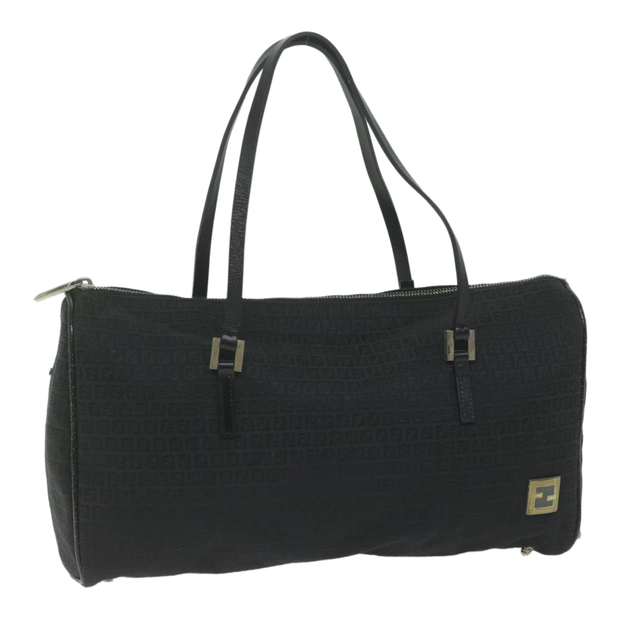 FENDI Zucchino Canvas Hand Bag Black Auth ep2594