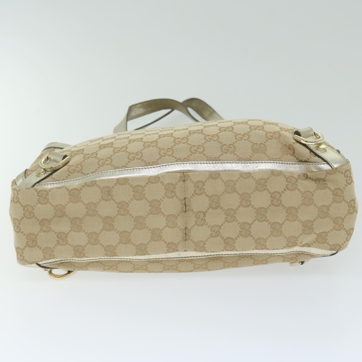 GUCCI GG Canvas Hand Bag Beige Gold Tone 170004 Auth ep2669