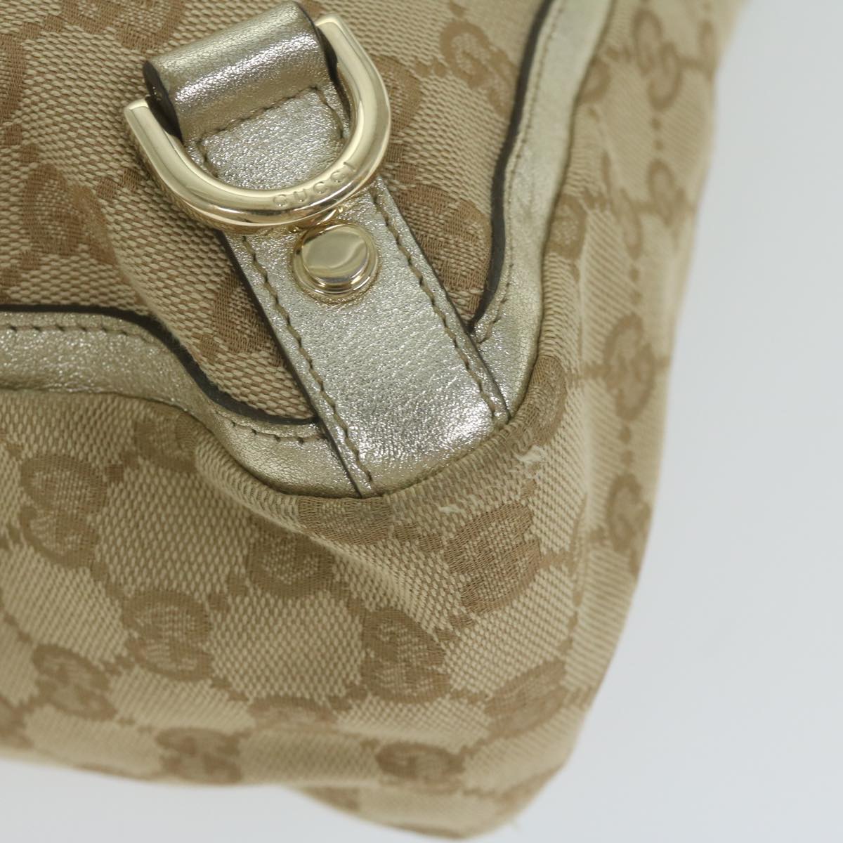 GUCCI GG Canvas Hand Bag Beige Gold Tone 170004 Auth ep2669