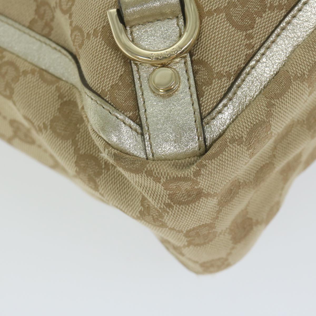 GUCCI GG Canvas Hand Bag Beige Gold Tone 170004 Auth ep2669