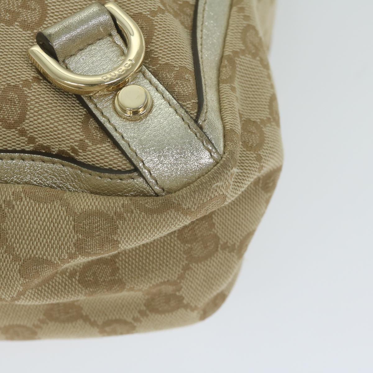 GUCCI GG Canvas Hand Bag Beige Gold Tone 170004 Auth ep2669