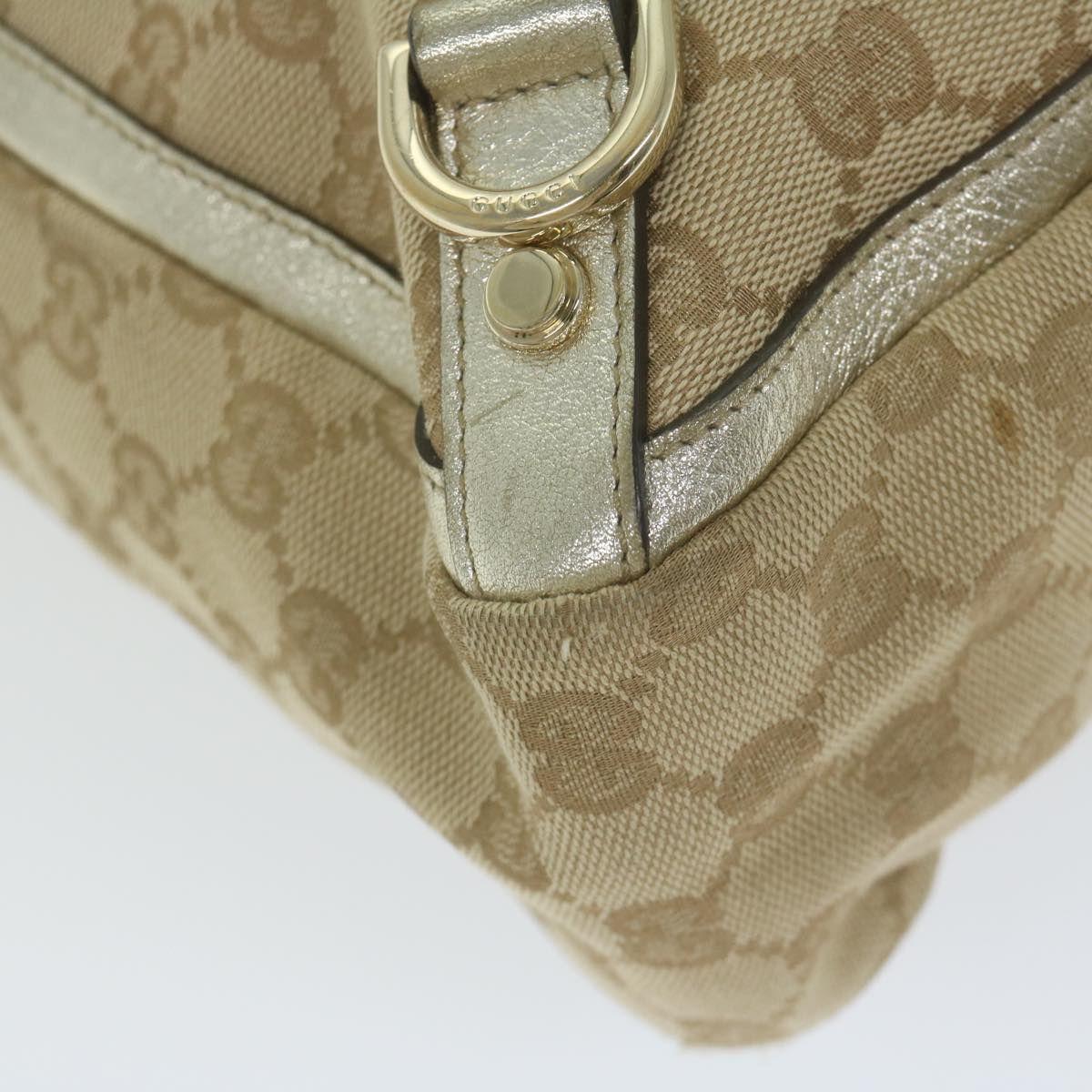 GUCCI GG Canvas Hand Bag Beige Gold Tone 170004 Auth ep2669