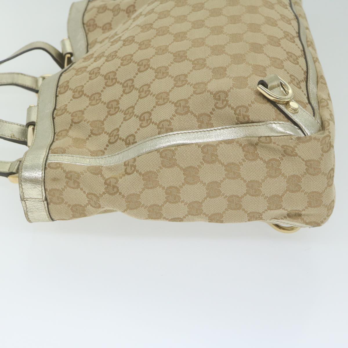 GUCCI GG Canvas Hand Bag Beige Gold Tone 170004 Auth ep2669