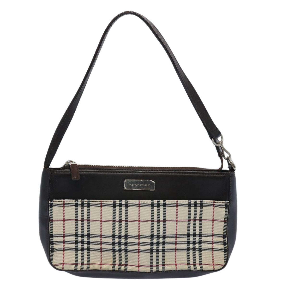 BURBERRY Nova Check Shoulder Bag Nylon Beige Auth ep2705