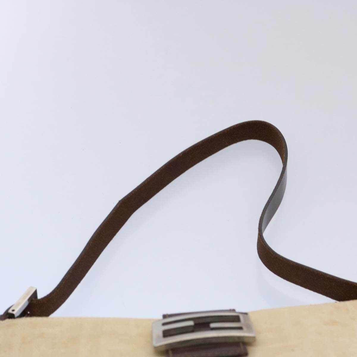 FENDI Zucca Canvas Mamma Baguette Shoulder Bag Beige Auth ep2732