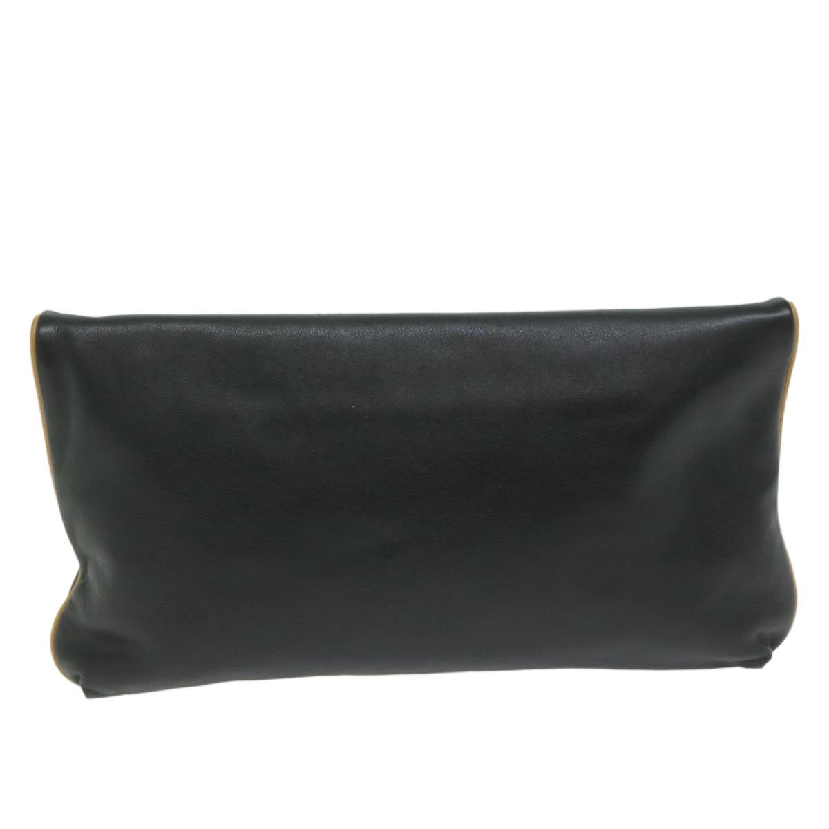 CELINE Clutch Bag Leather Black Auth ep2747