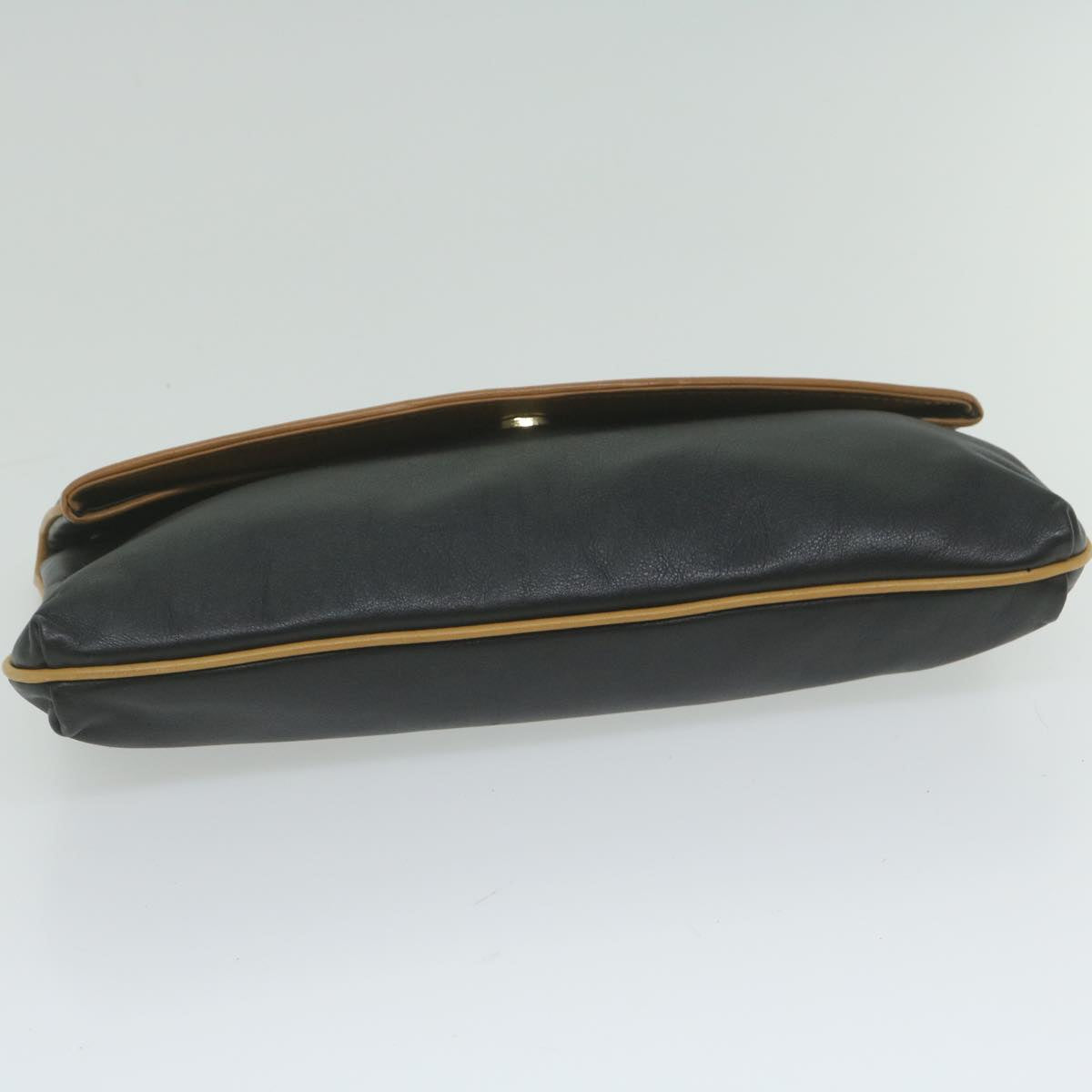 CELINE Clutch Bag Leather Black Auth ep2747