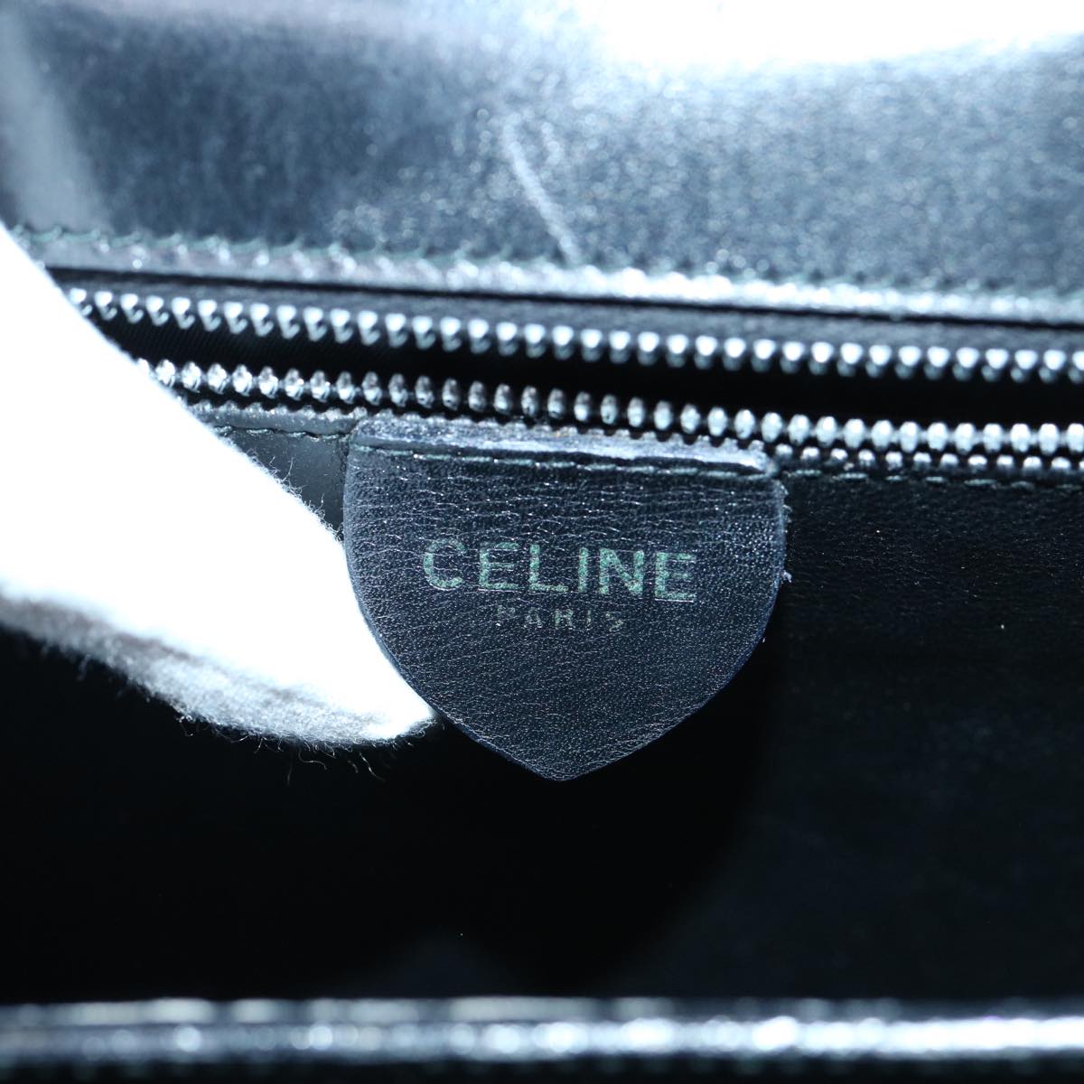 CELINE Hand Bag Leather Black Auth ep2763