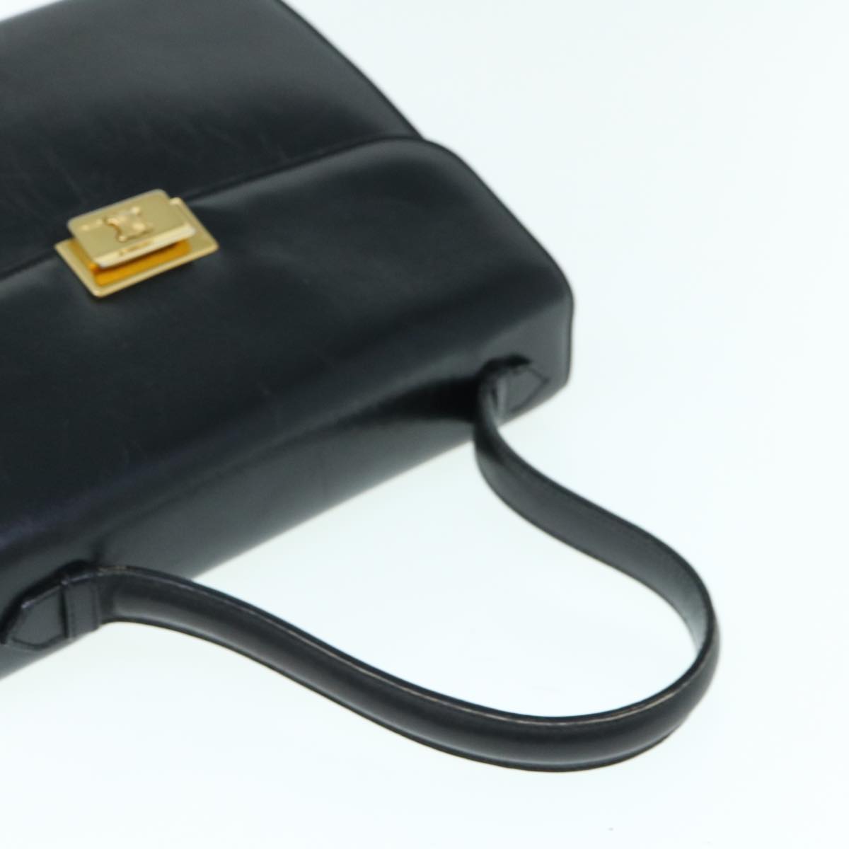 CELINE Hand Bag Leather Black Auth ep2763