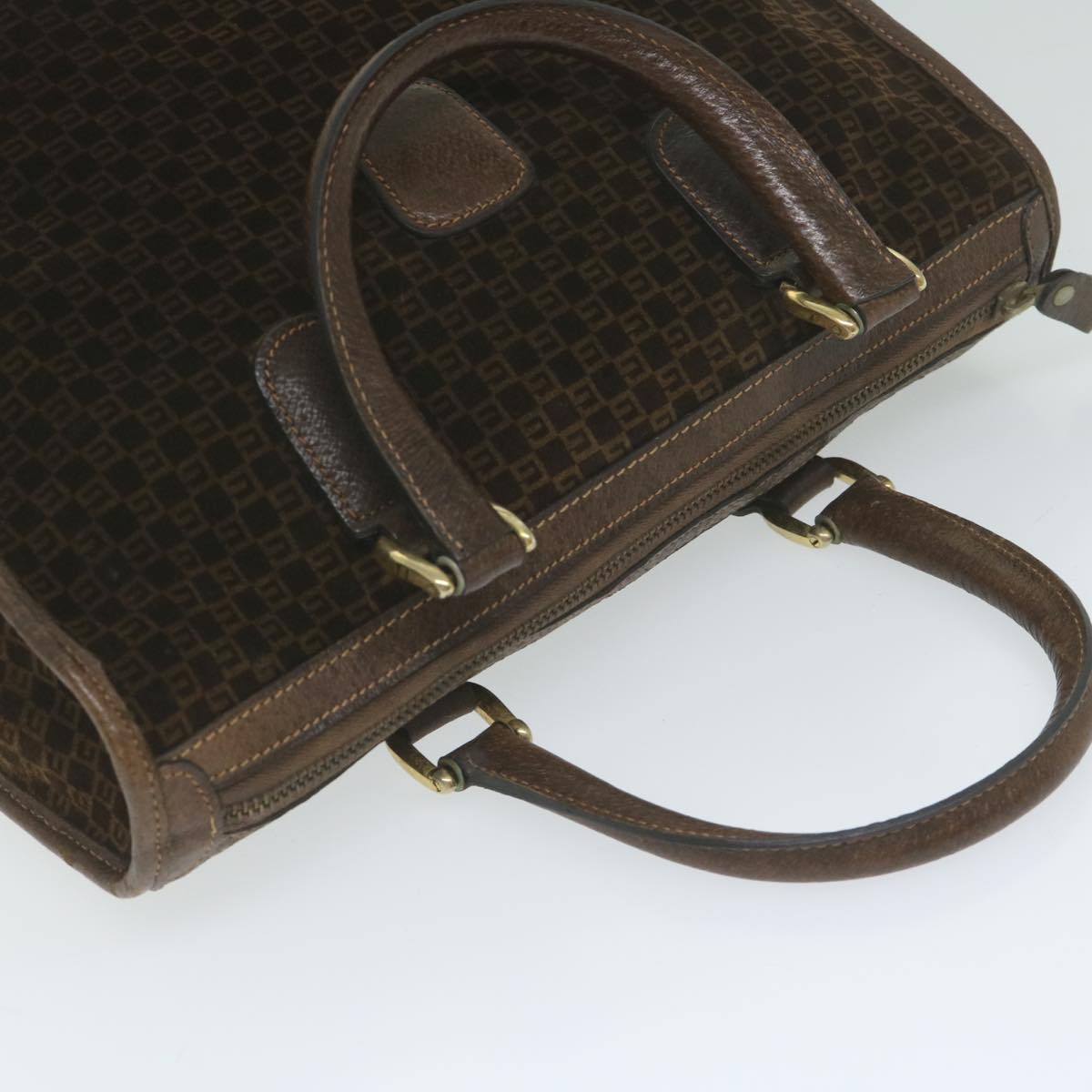 GUCCI Hand Bag Suede Brown Auth ep2805