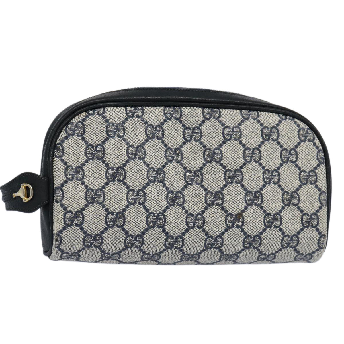 GUCCI GG Supreme Pouch PVC Leather Navy Auth ep2829