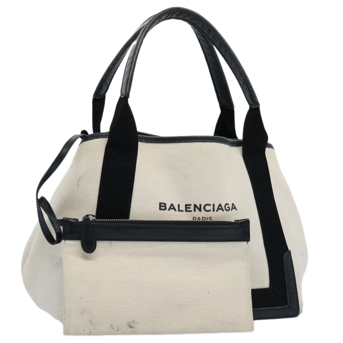 BALENCIAGA Tote Bag Canvas White Black 339933 Auth ep2845