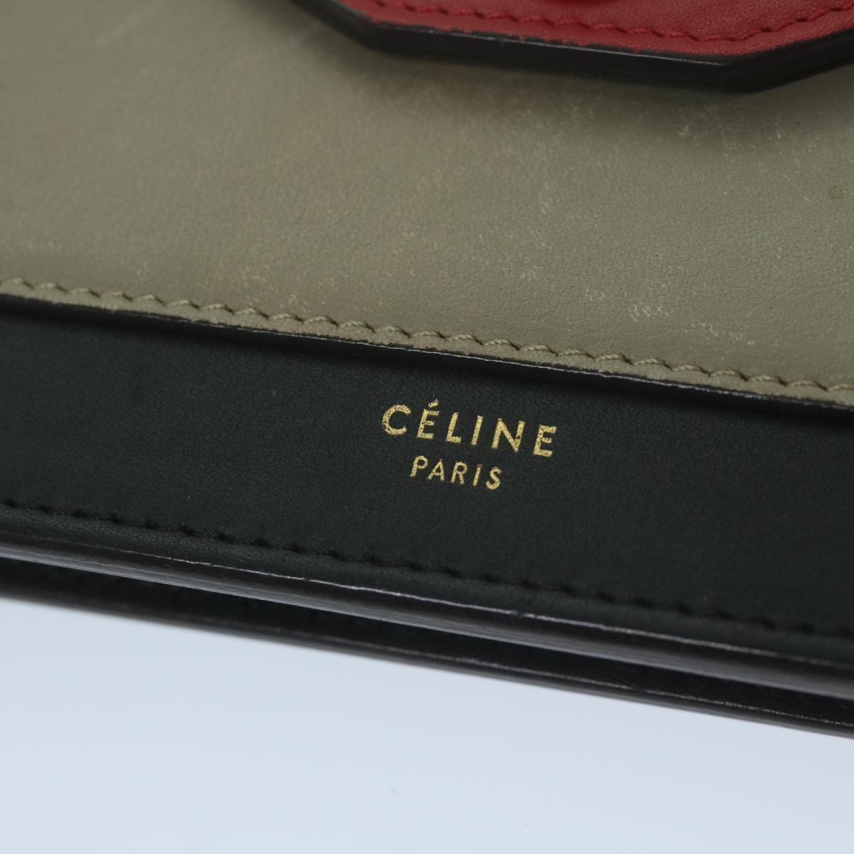 CELINE Chain Wallet Leather Red Auth ep2918