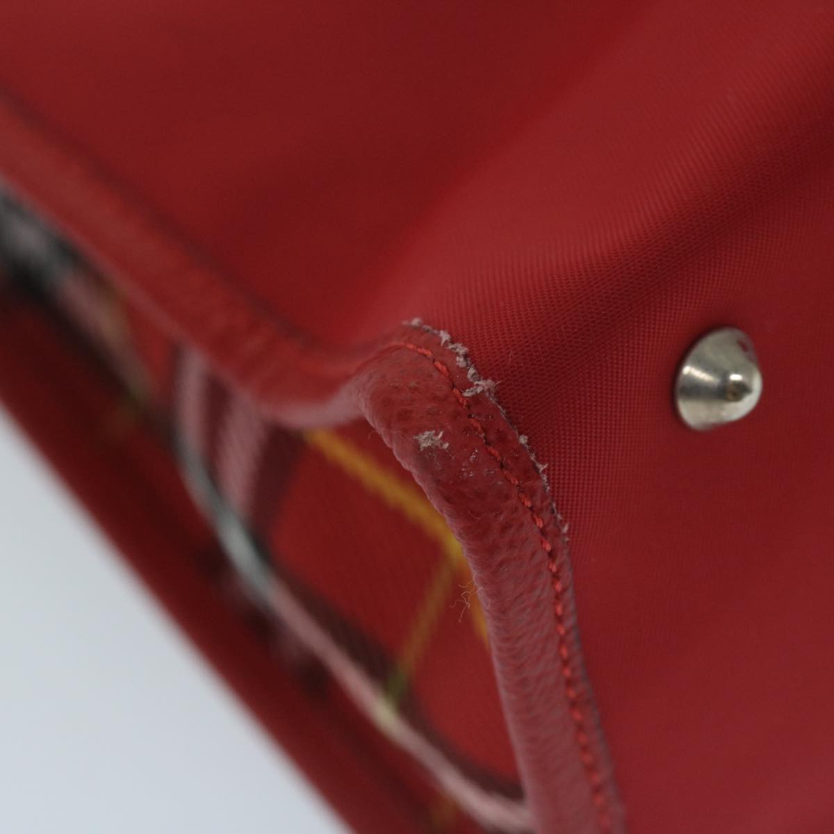 BURBERRY Nova Check Hand Bag Nylon Red Auth ep2927