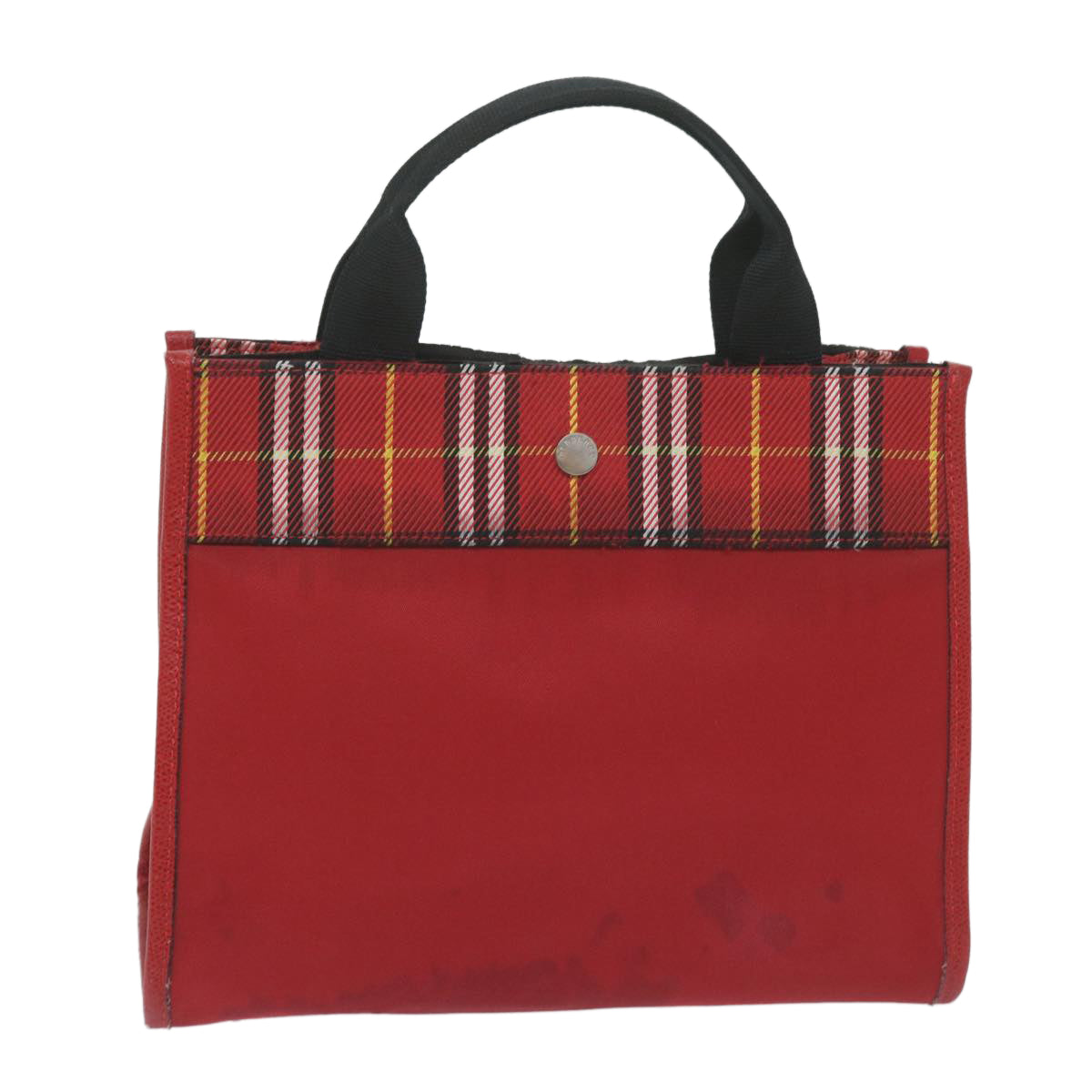 BURBERRY Nova Check Hand Bag Nylon Red Auth ep2927