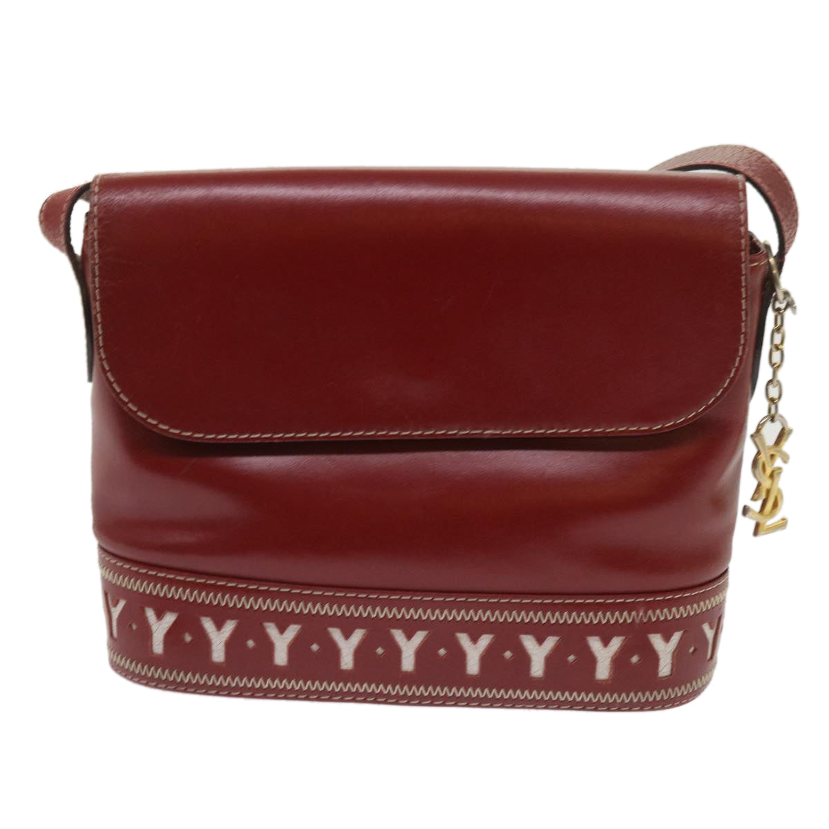 SAINT LAURENT Shoulder Bag Leather Red Auth ep2944