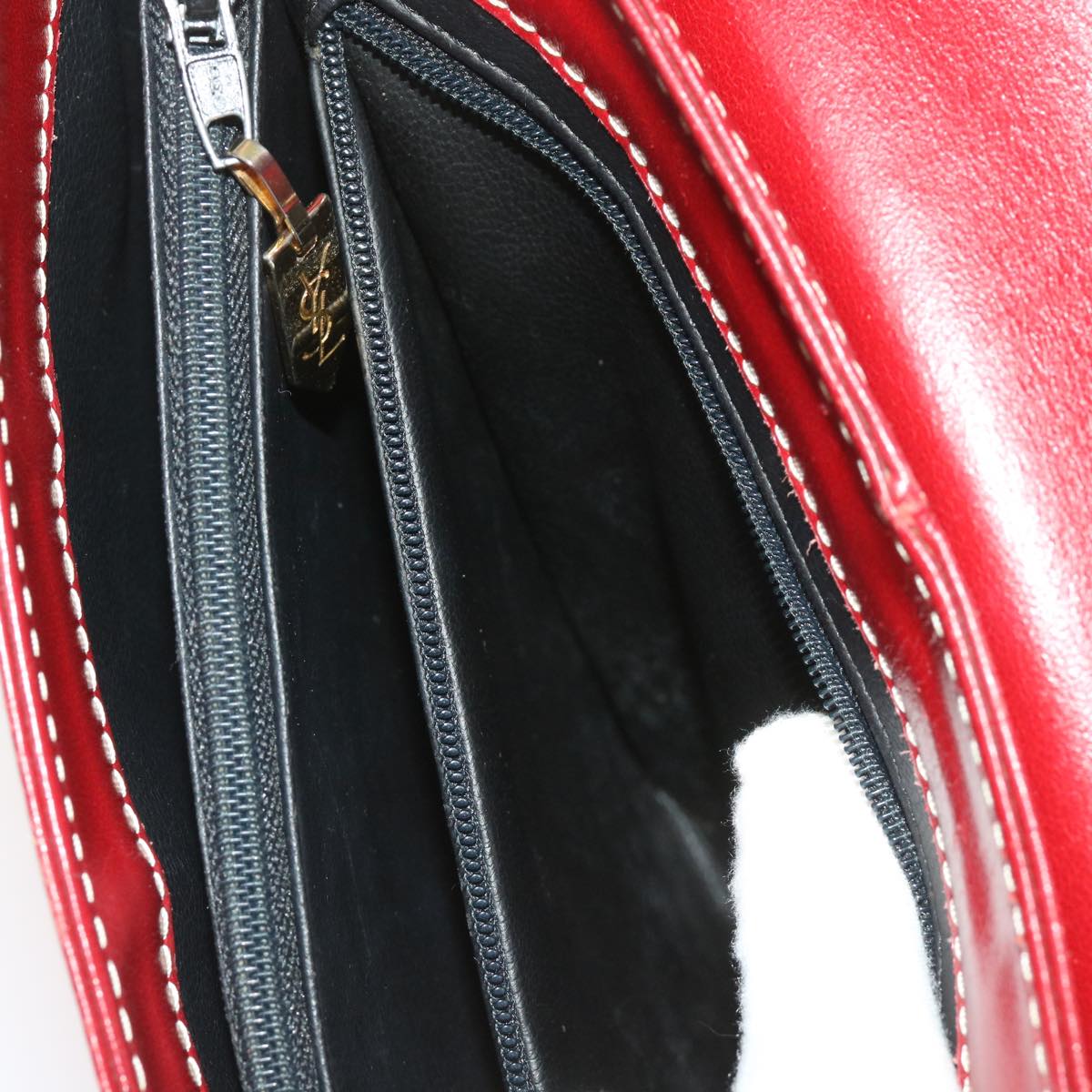 SAINT LAURENT Shoulder Bag Leather Red Auth ep2944